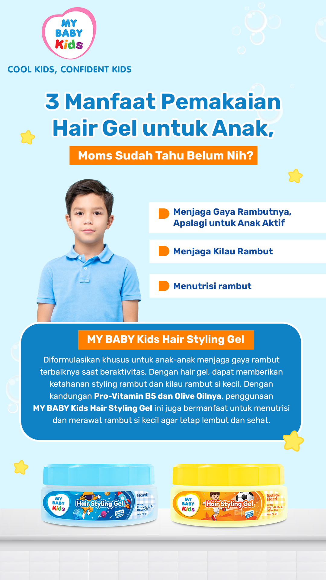 3 Manfaat Pemakaian Hair Gel untuk Anak, Moms Sudah Tahu Belum Nih?